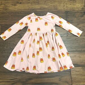 Pink Chicken Girls Candy Corn Print Halloween Dress